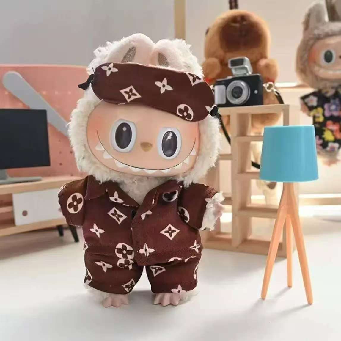 Cute Brown Plush PJs Set